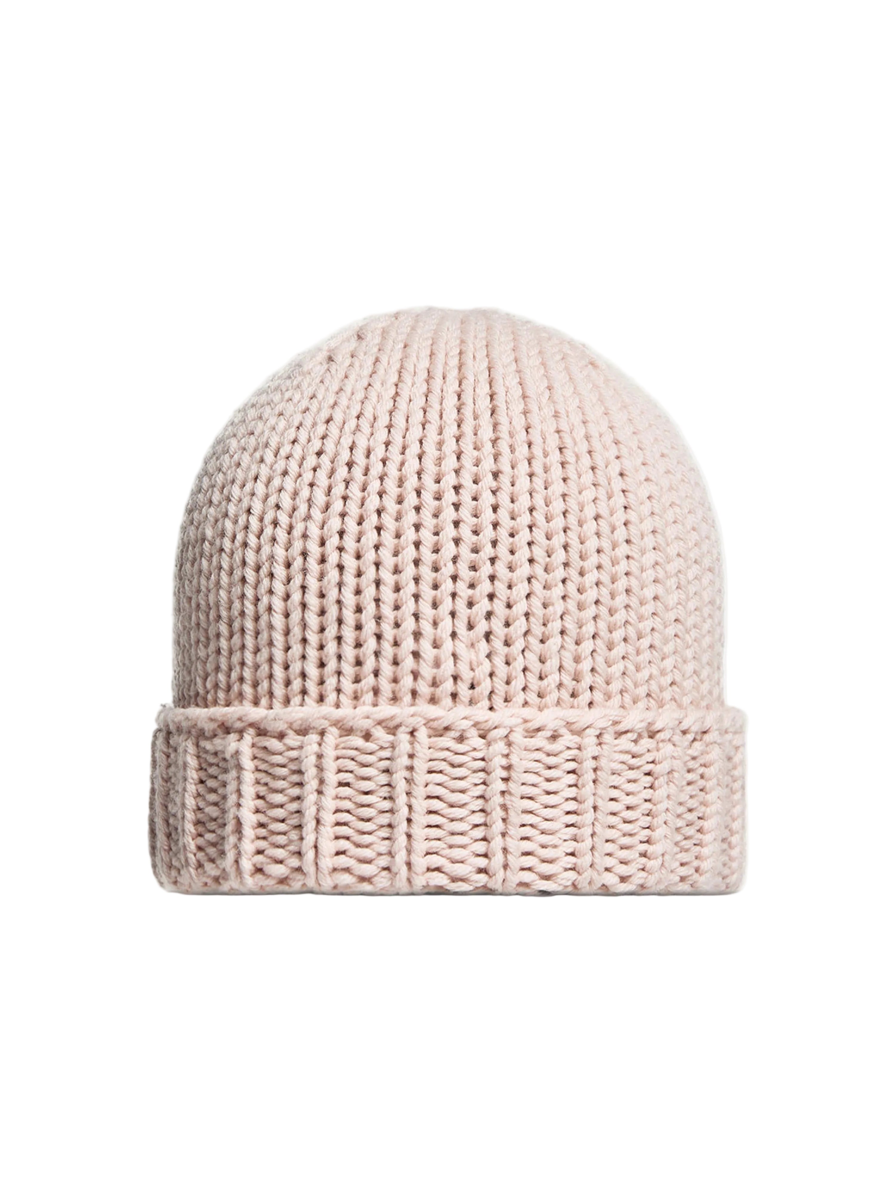 Back View of Moncler Enfant Girls Wool Knit Pink Beanie Mona5201101299